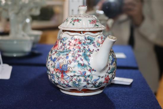 A Chinese Export famille rose teapot and cover, 18th century